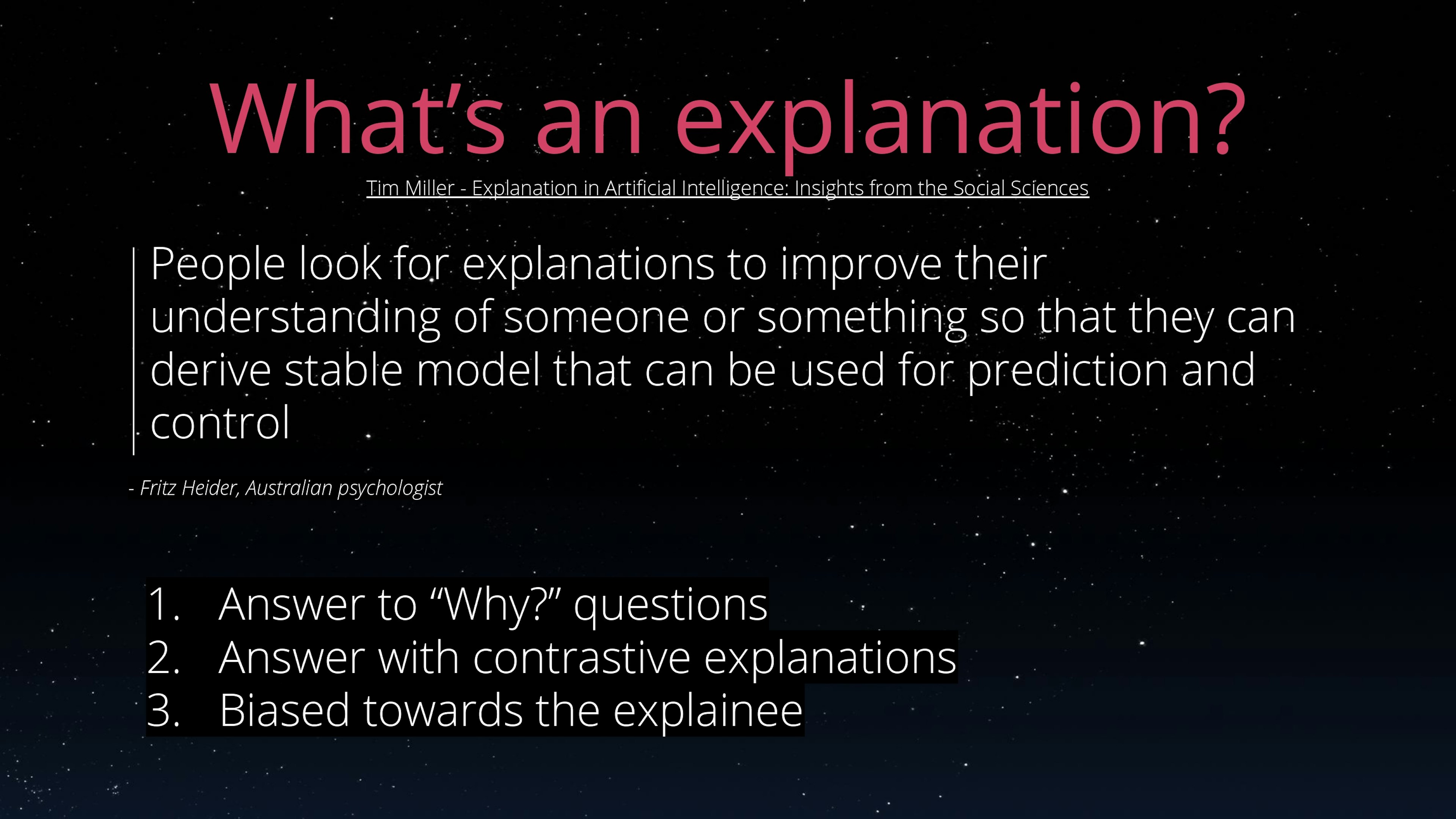 The three stages of Explainable AI - What is an explanation